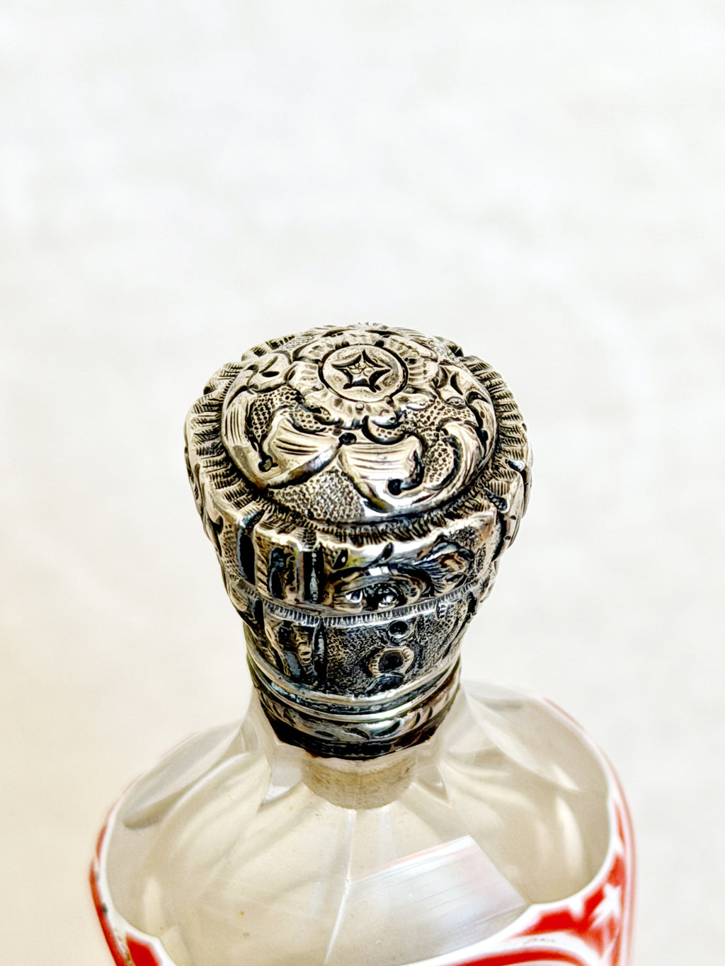 Collection of seven Bohemian perfume bottles