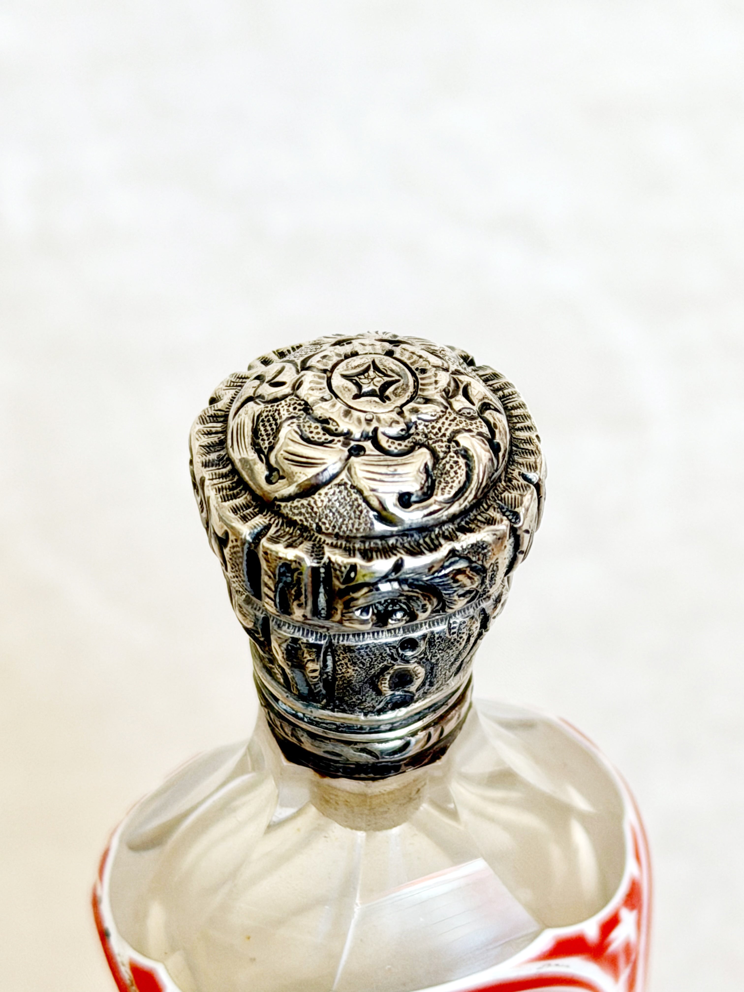 Collection of seven Bohemian perfume bottles