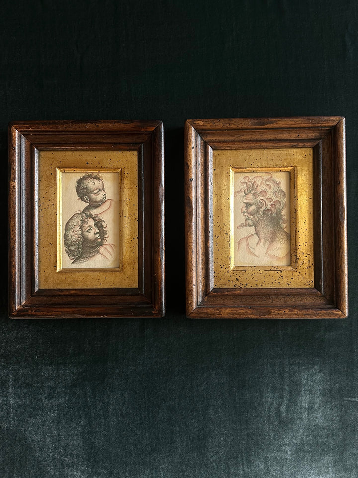 Pair of Ink Wash Portraits