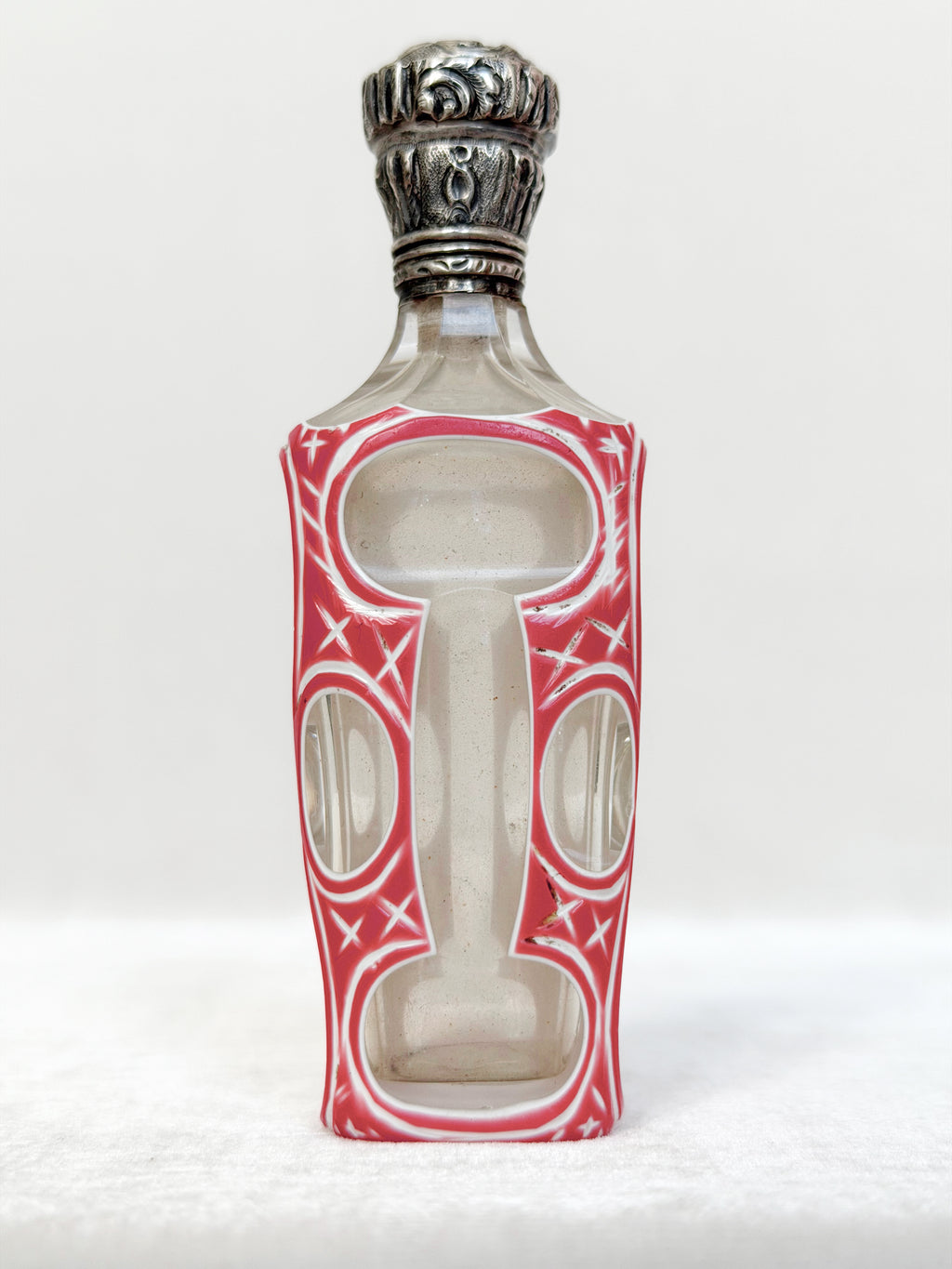 Collection of seven Bohemian perfume bottles