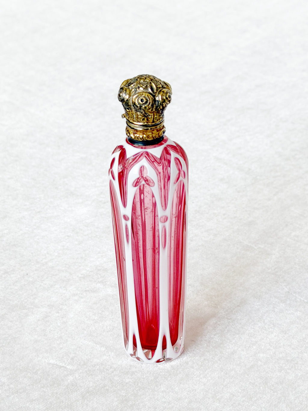 Collection of seven Bohemian perfume bottles