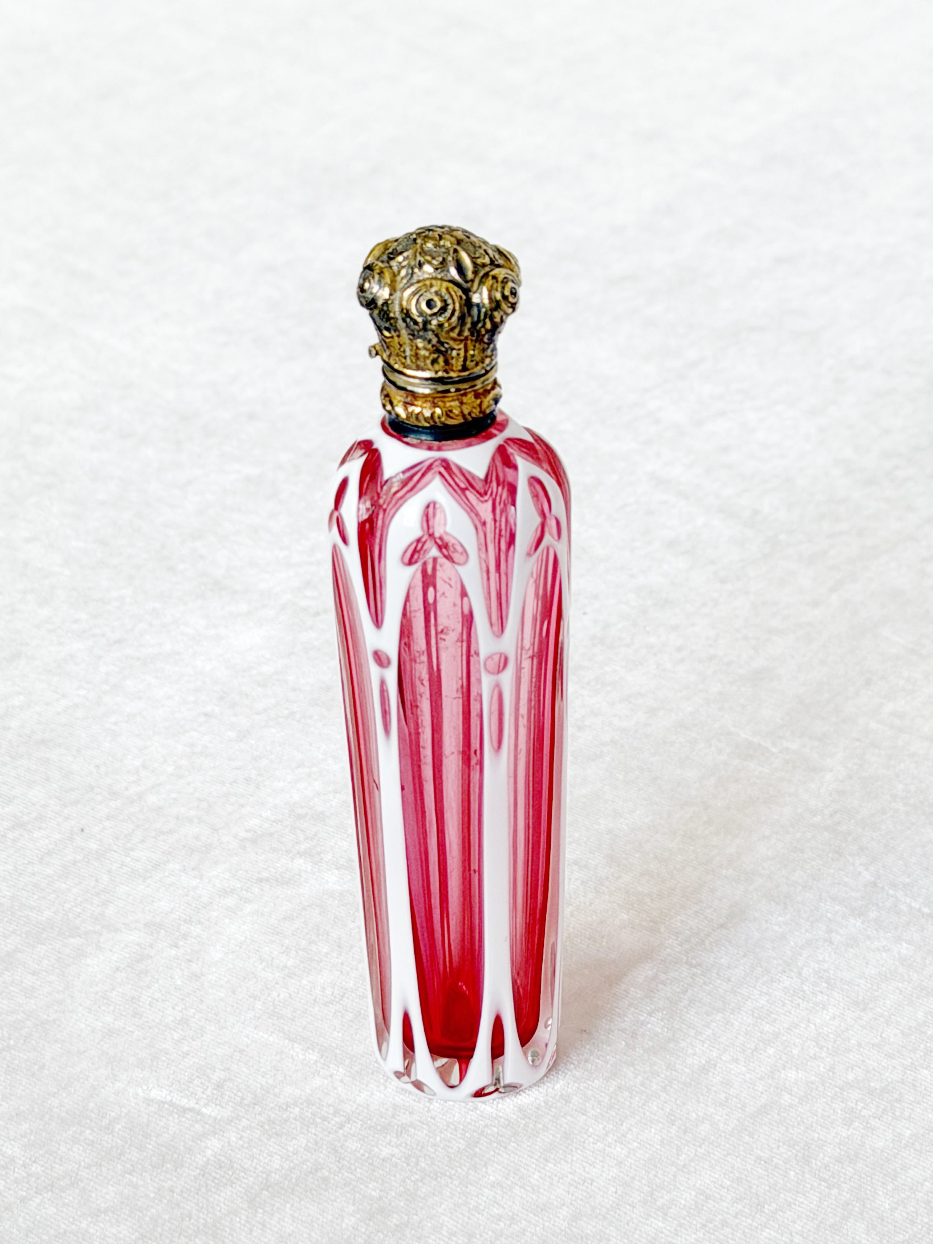 Collection of seven Bohemian perfume bottles
