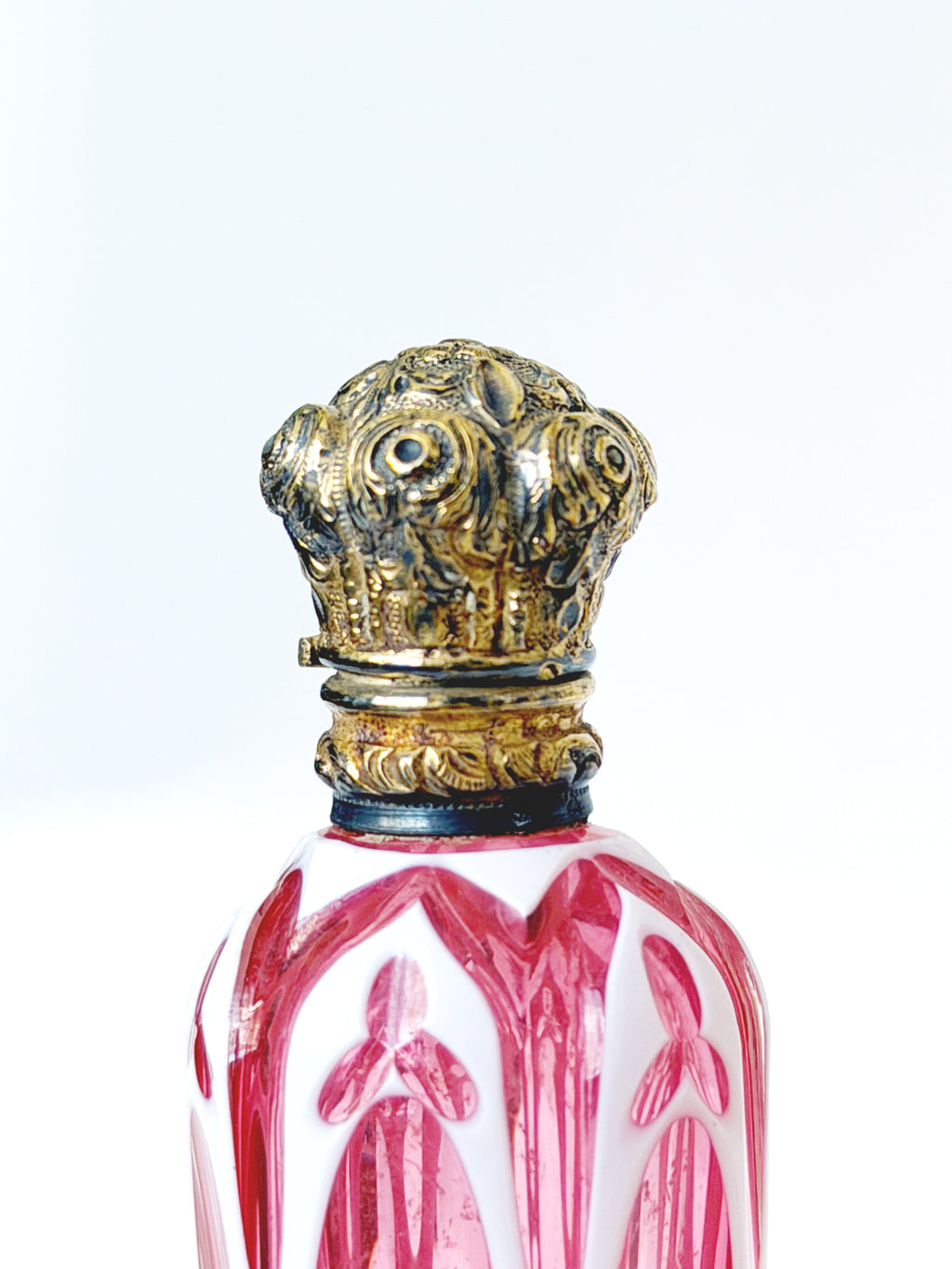 Collection of seven Bohemian perfume bottles