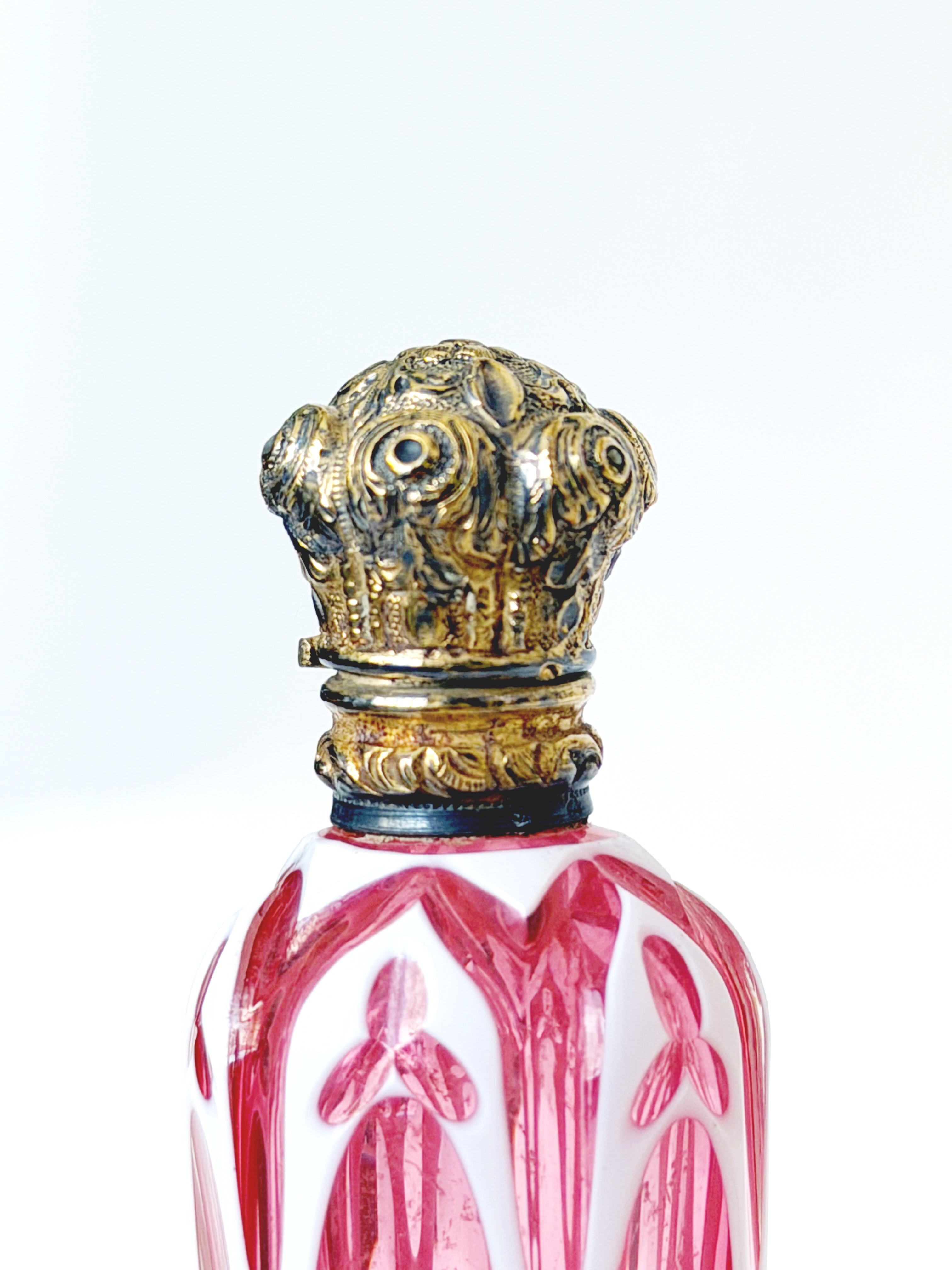 Collection of seven Bohemian perfume bottles