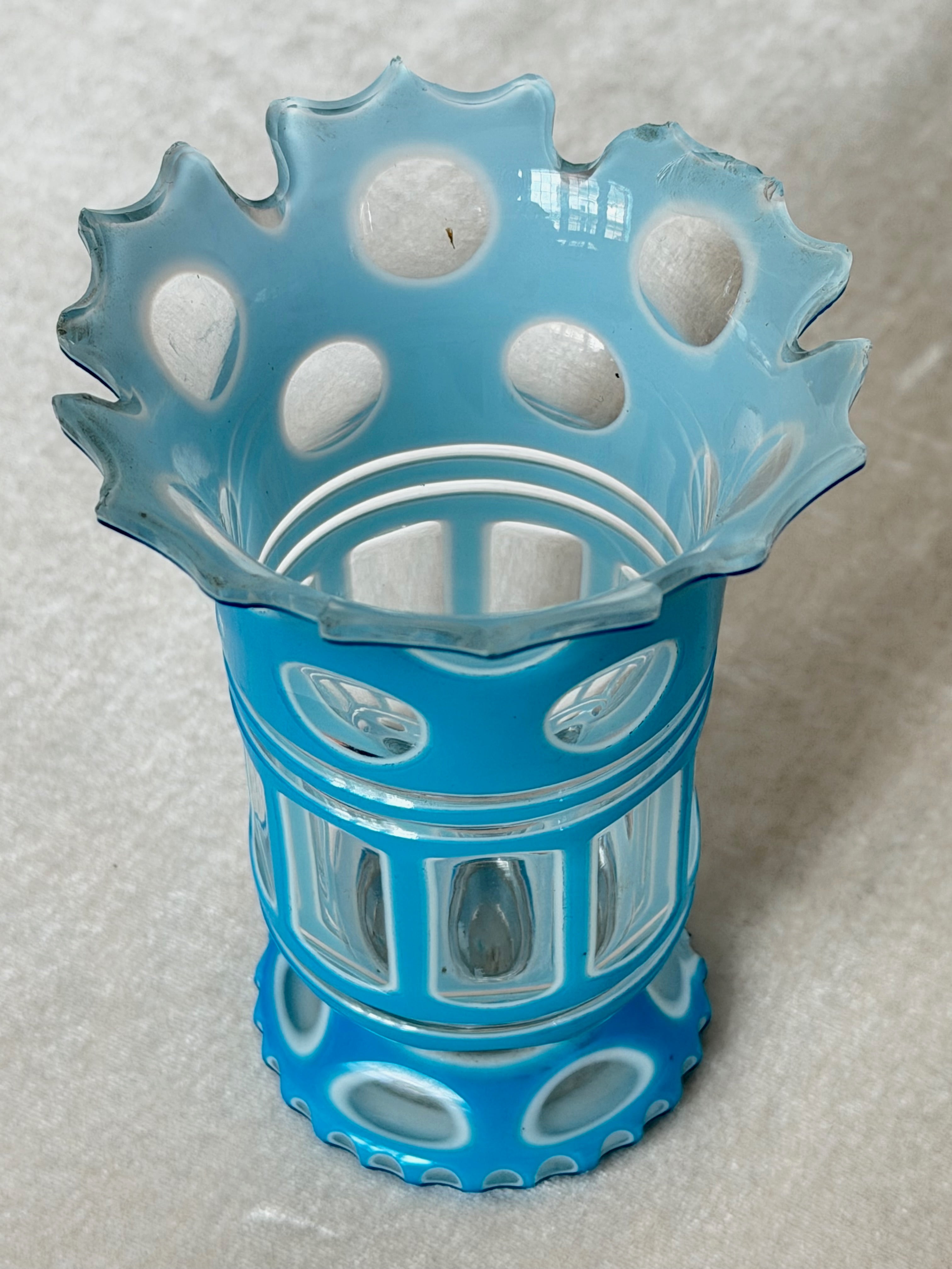 Baby Blue Bohemia Trumpet Vase