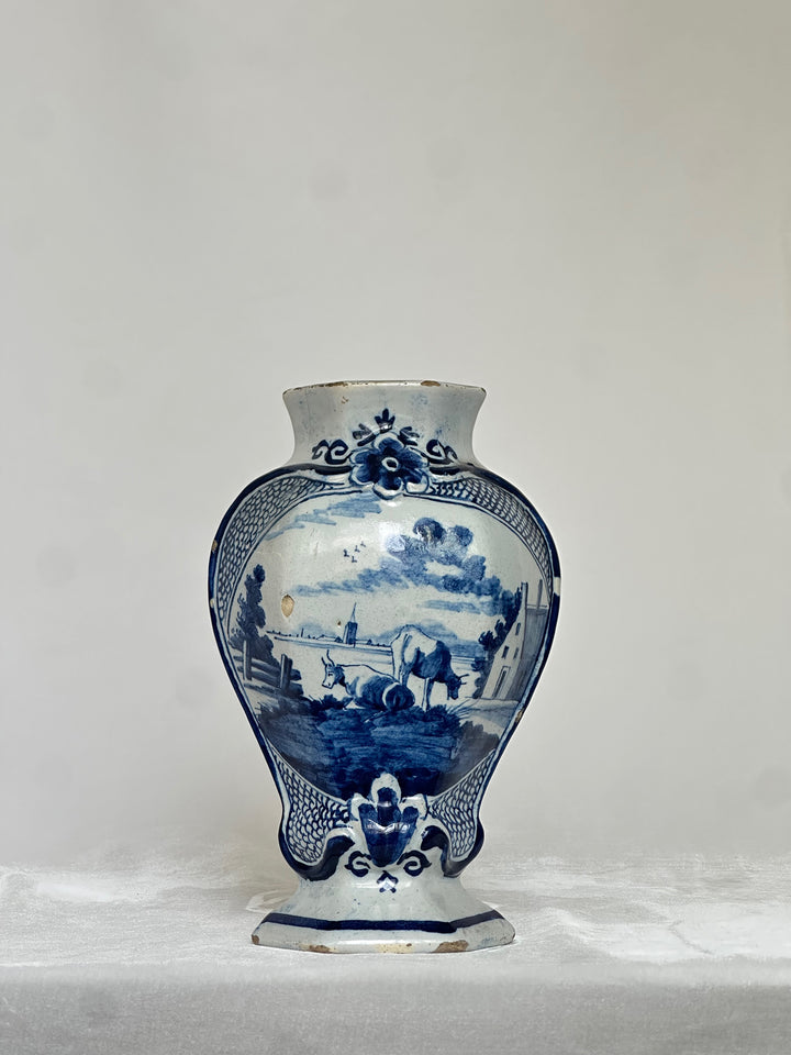 Delftware Vase with Pastoral Scene
