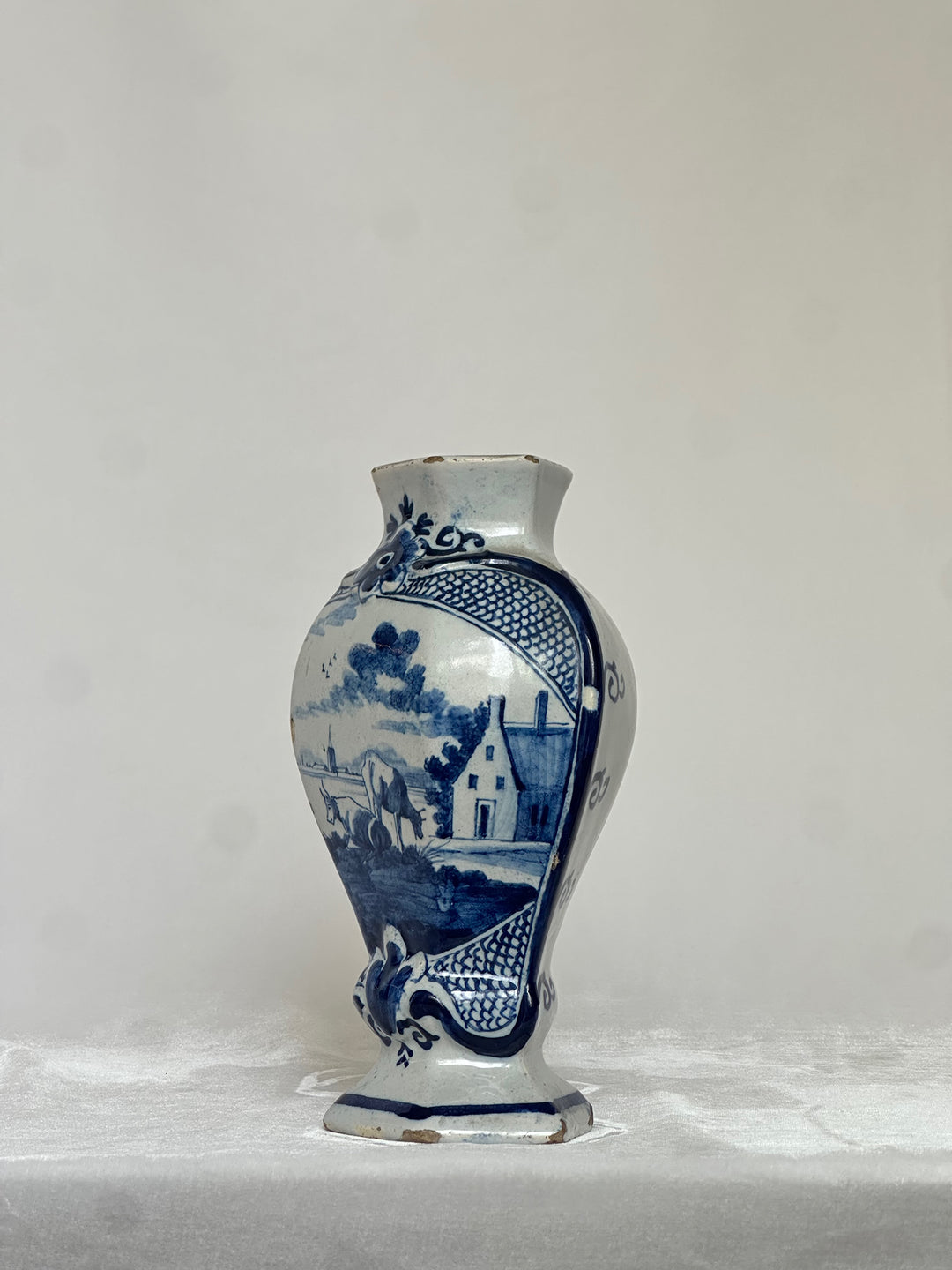 Delftware Vase with Pastoral Scene