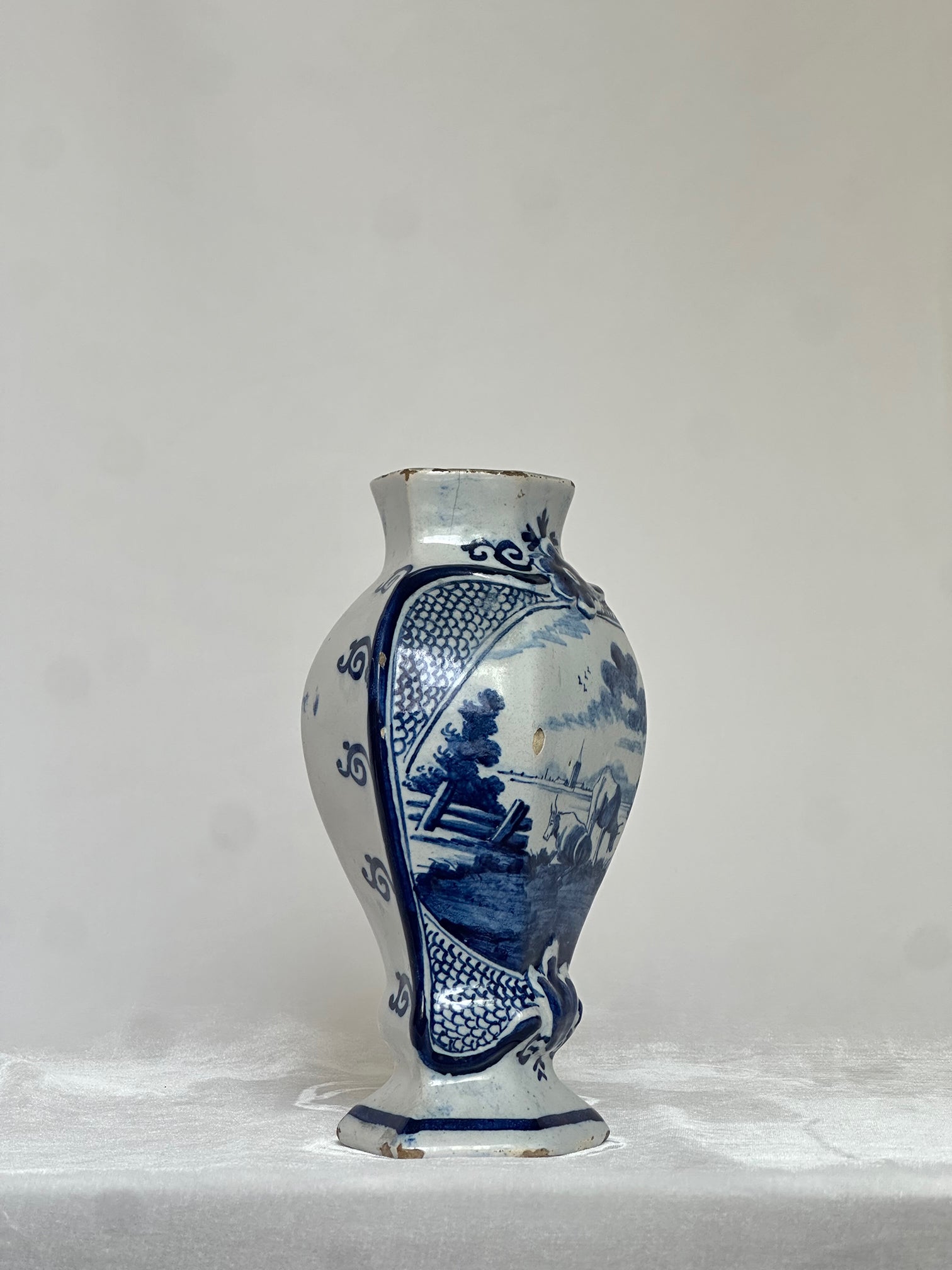 Delftware Vase with Pastoral Scene