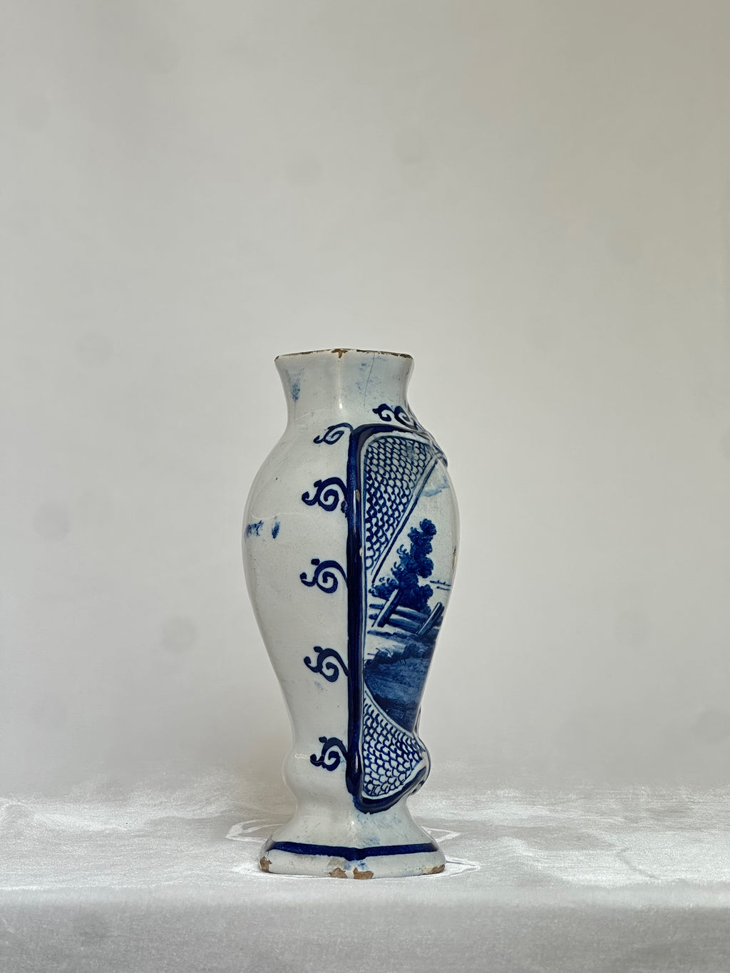 Delftware Vase with Pastoral Scene