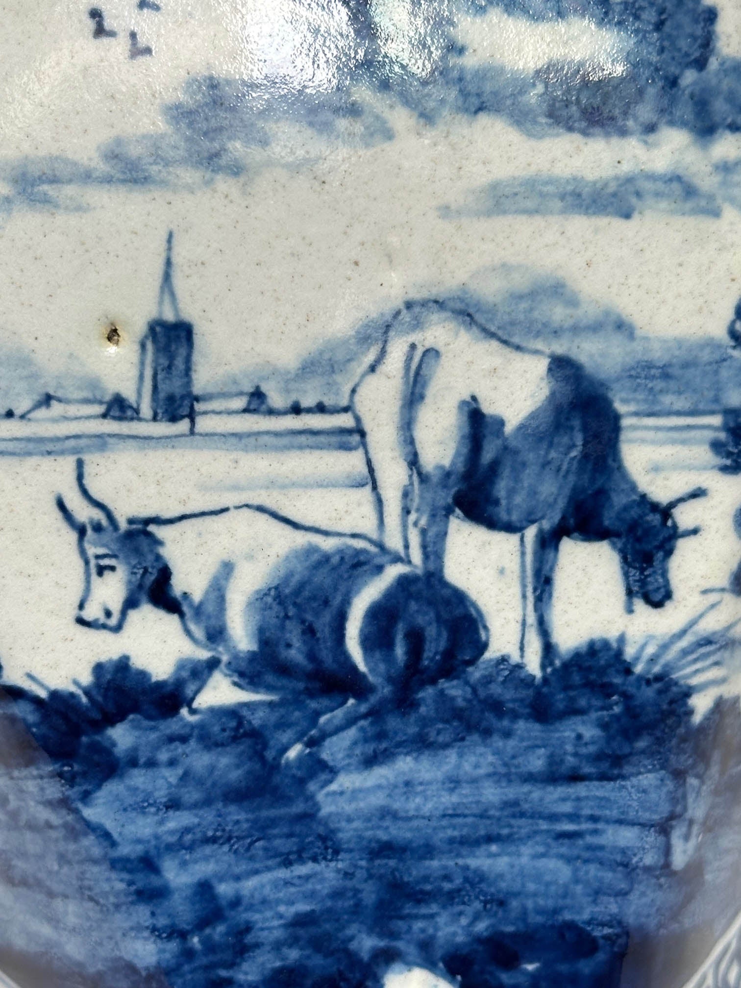 Delftware Vase with Pastoral Scene