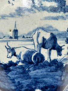 Blue Delftware Vase with Pastoral Scene