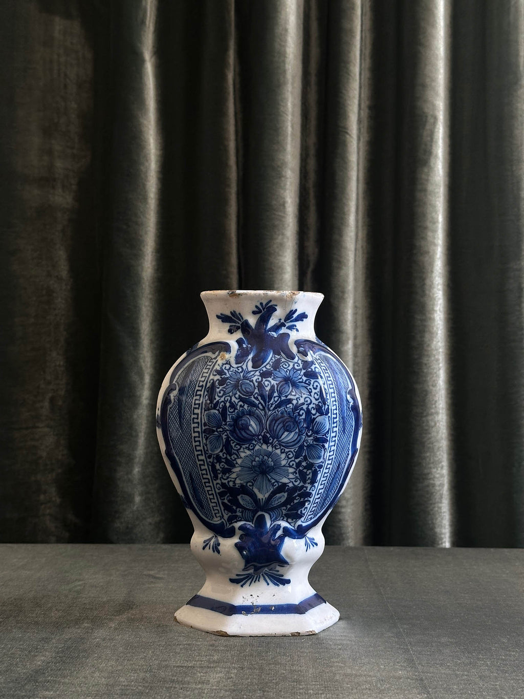 Delftware Vase with Floral Bouquet