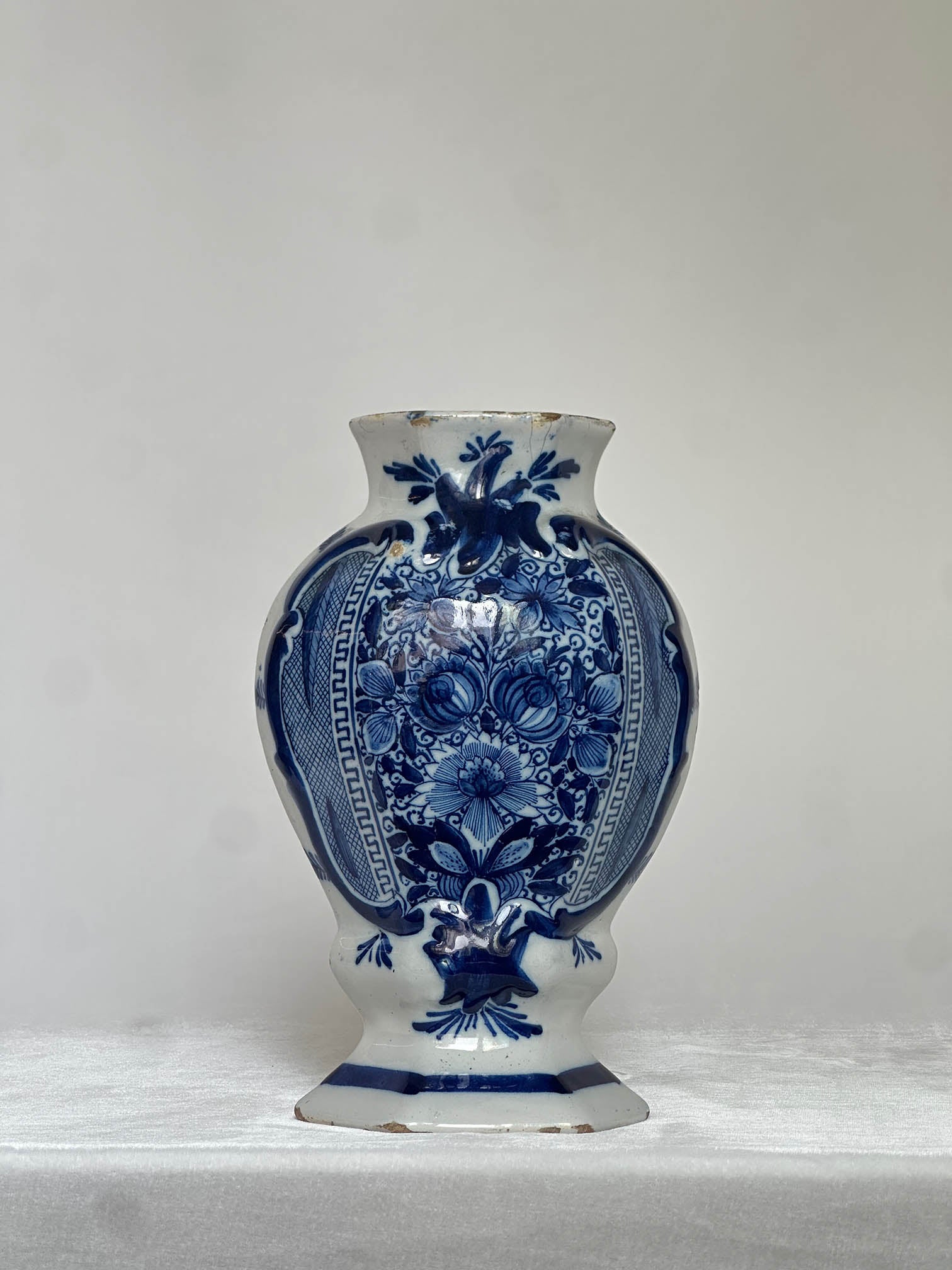 Delftware Vase with Floral Bouquet