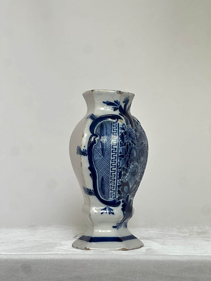 Delftware Vase with Floral Bouquet