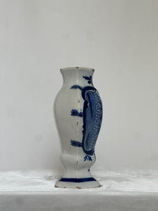 Blue Delftware Vase with Floral Bouquet