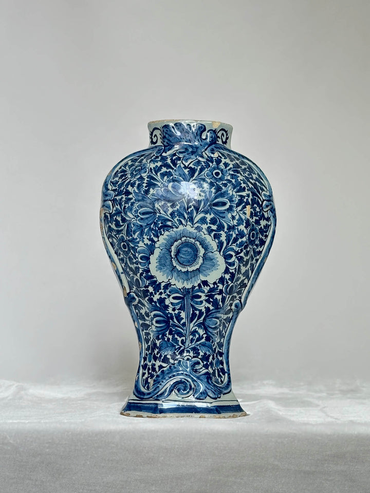 Delftware Vase with Central Floral Motif