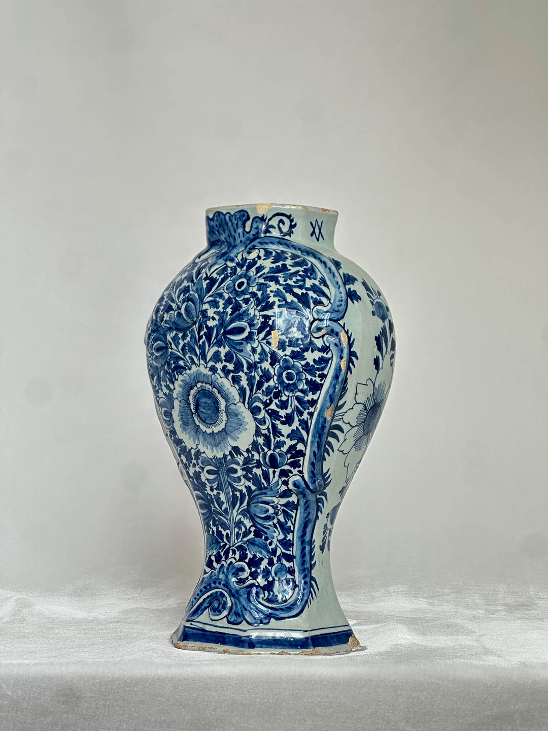 Delftware Vase with Central Floral Motif