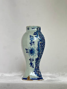 Blue Delftware Vase with Central Floral Motif