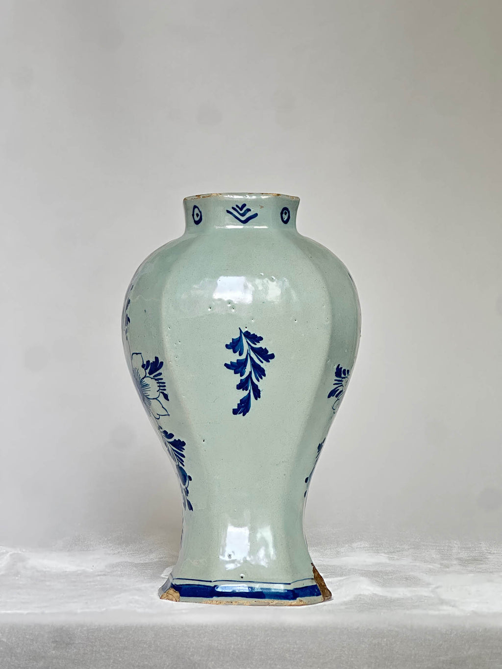 Delftware Vase with Central Floral Motif