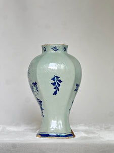 Blue Delftware Vase with Central Floral Motif