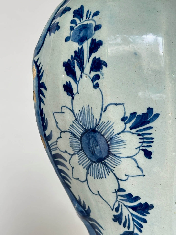 Delftware Vase with Central Floral Motif