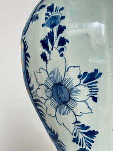 Blue Delftware Vase with Central Floral Motif