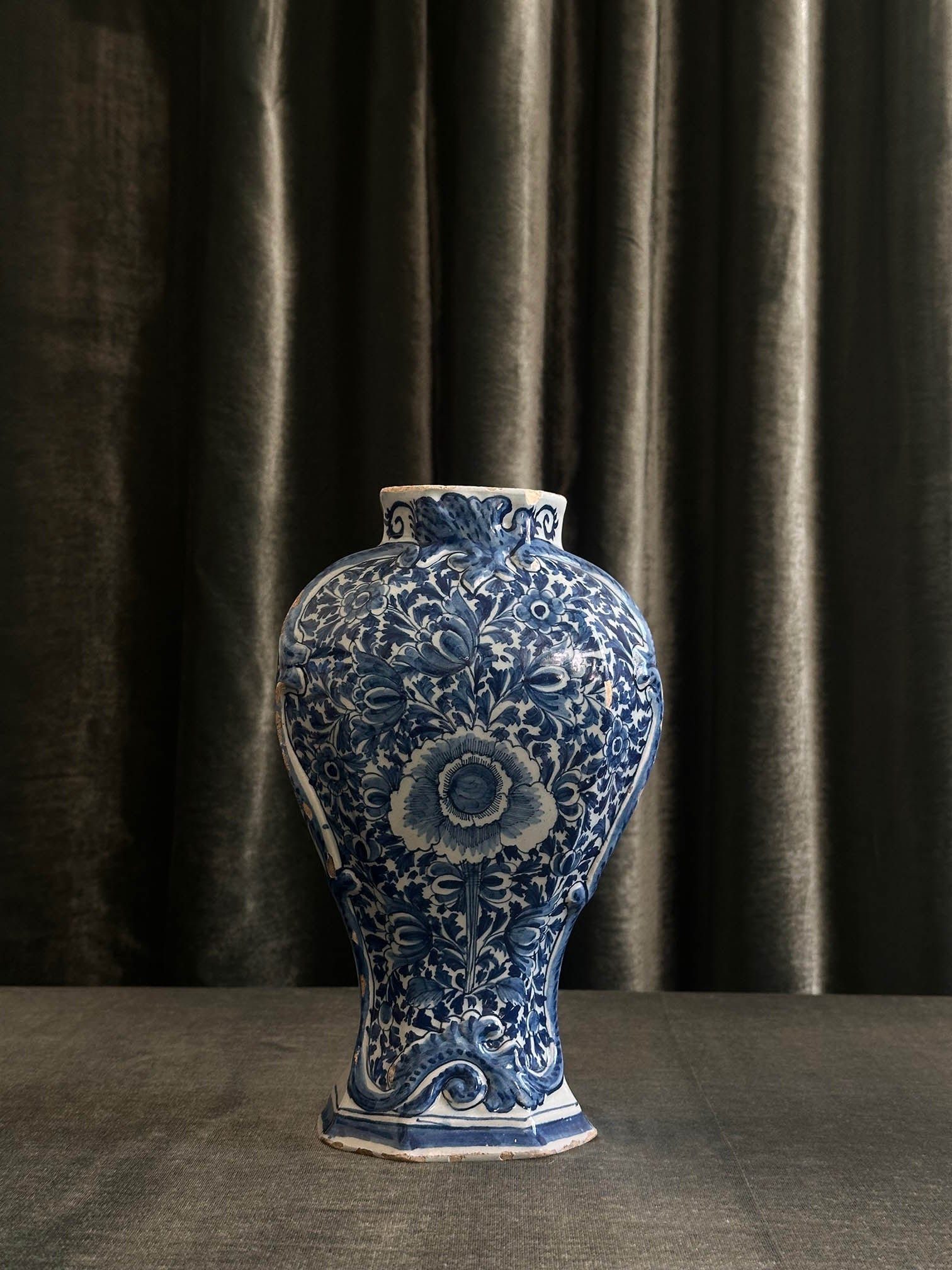 Delftware Vase with Central Floral Motif