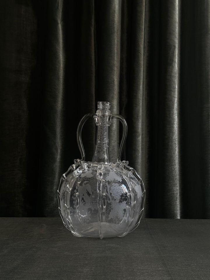 Engraved Gourd-Shaped Glass Decanter - Large