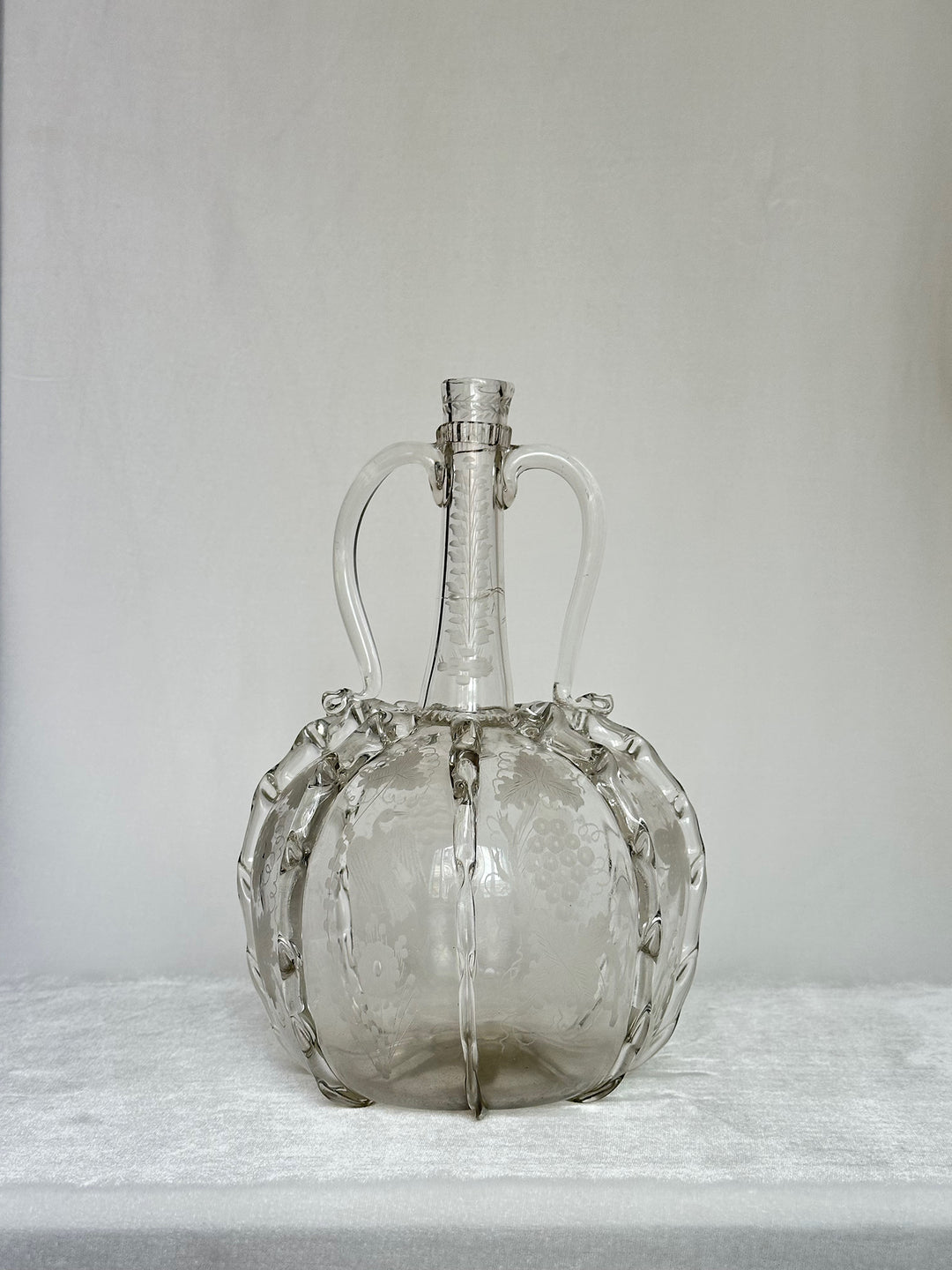 Engraved Gourd-Shaped Glass Decanter - Large