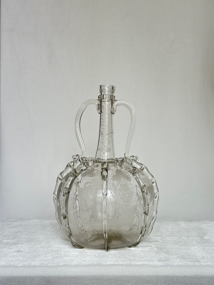 Engraved Gourd-Shaped Glass Decanter - Large