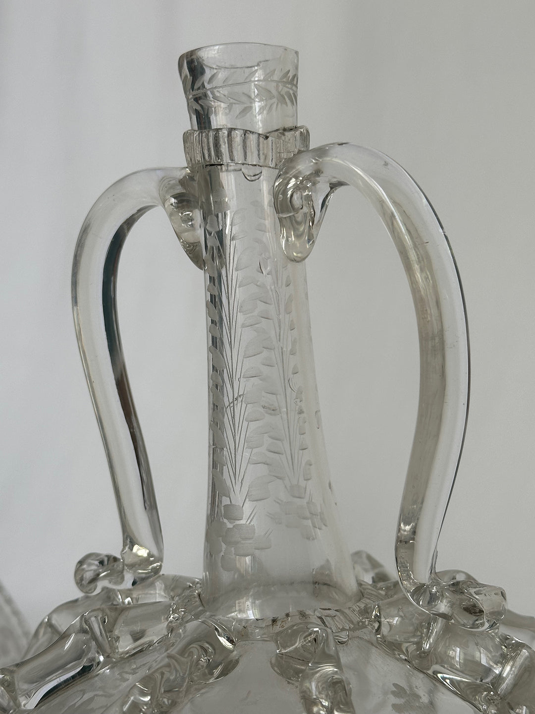 Engraved Gourd-Shaped Glass Decanter - Large