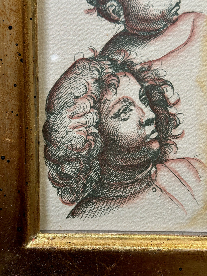 Pair of Ink Wash Portraits