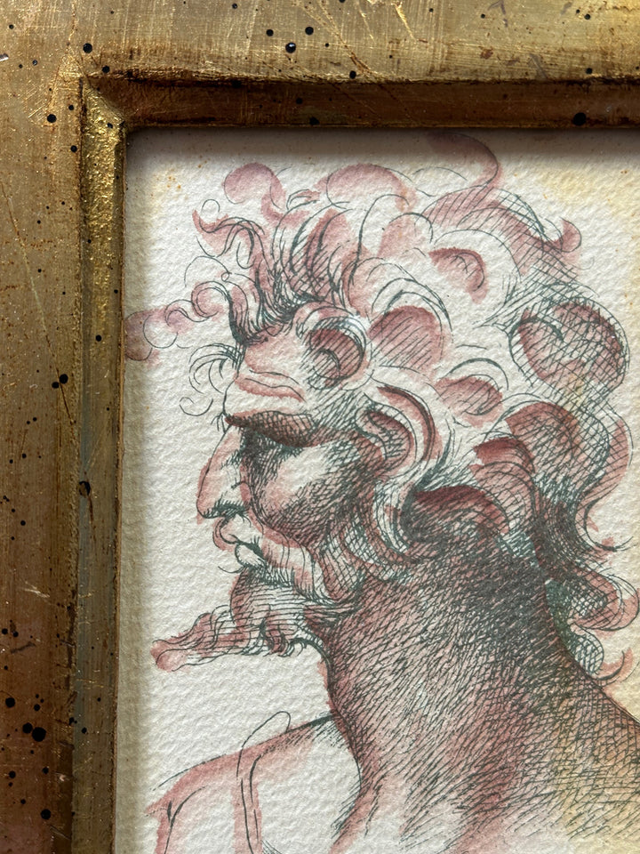 Pair of Ink Wash Portraits