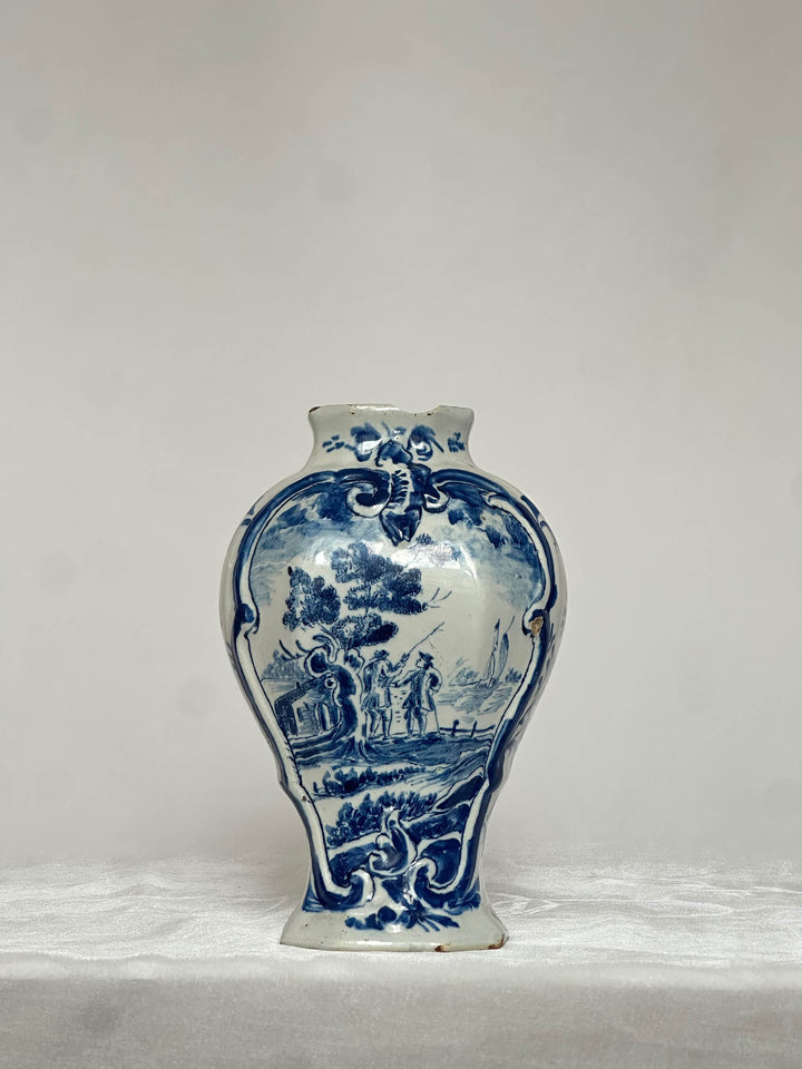 Delftware Vase with Two Figures