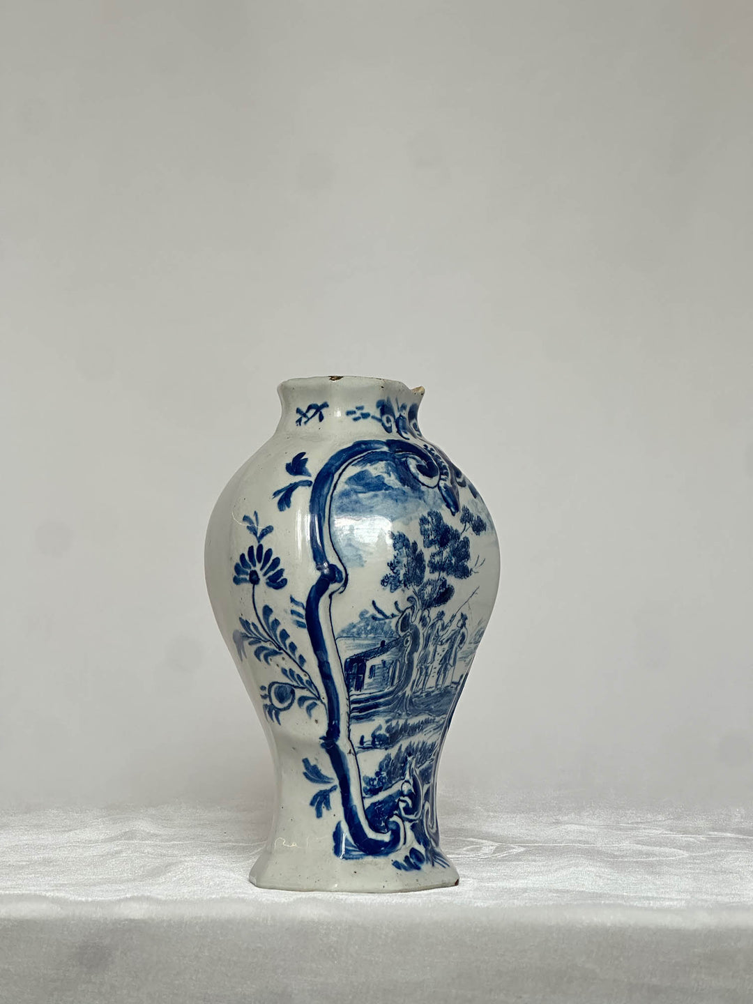 Delftware Vase with Two Figures