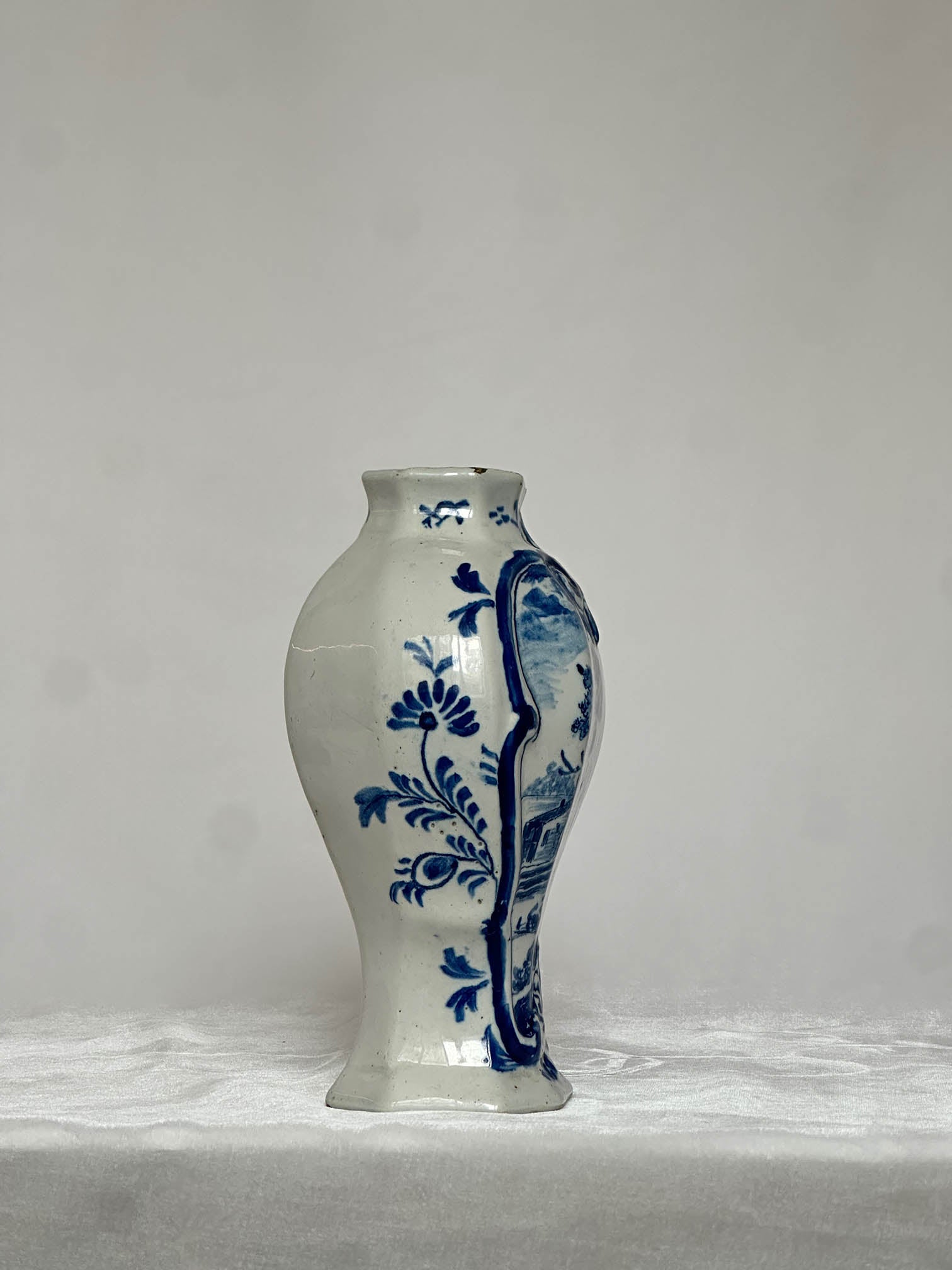 Delftware Vase with Two Figures