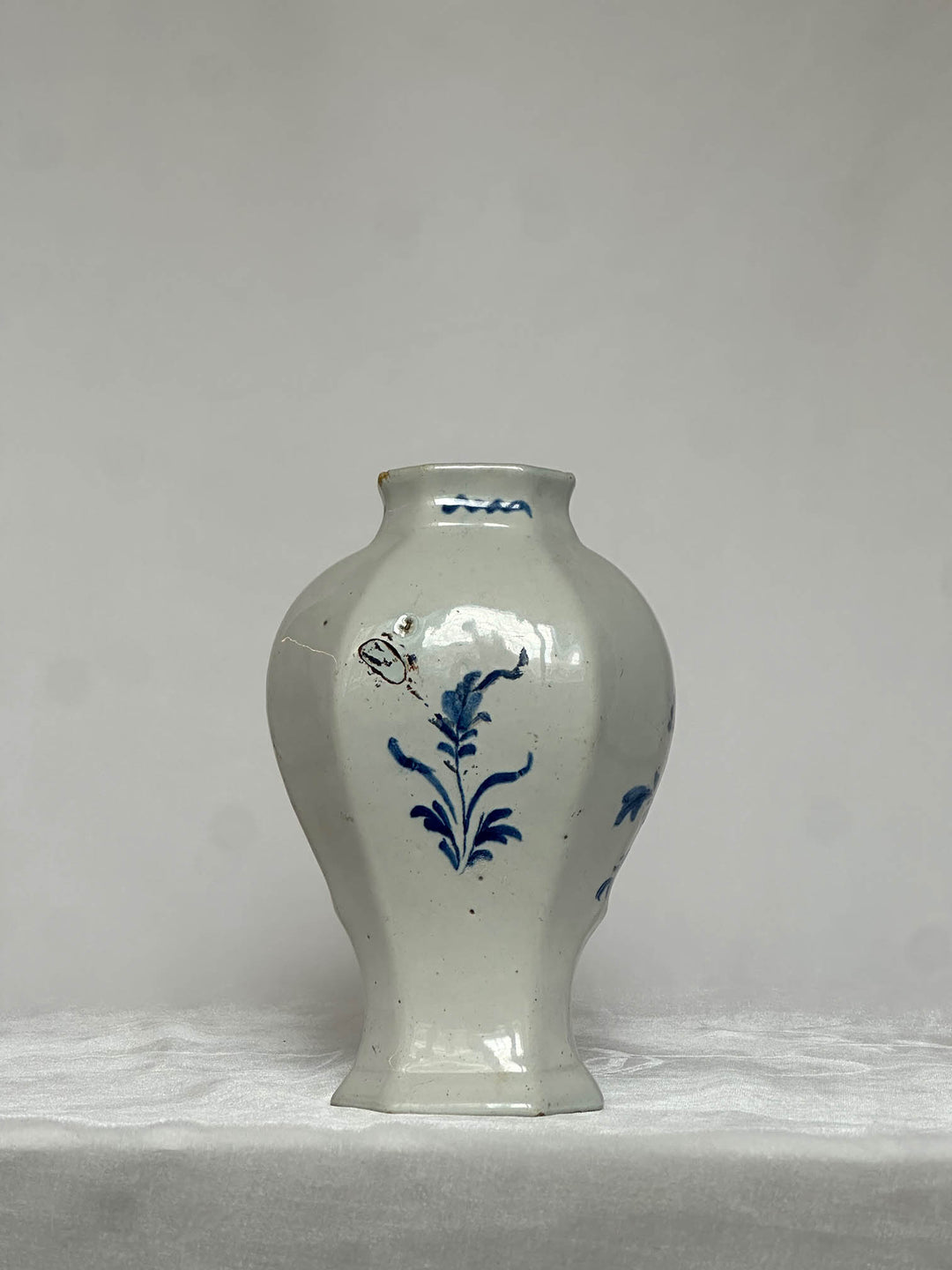 Delftware Vase with Two Figures