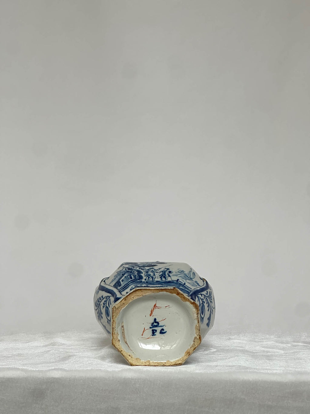 Delftware Vase with Two Figures