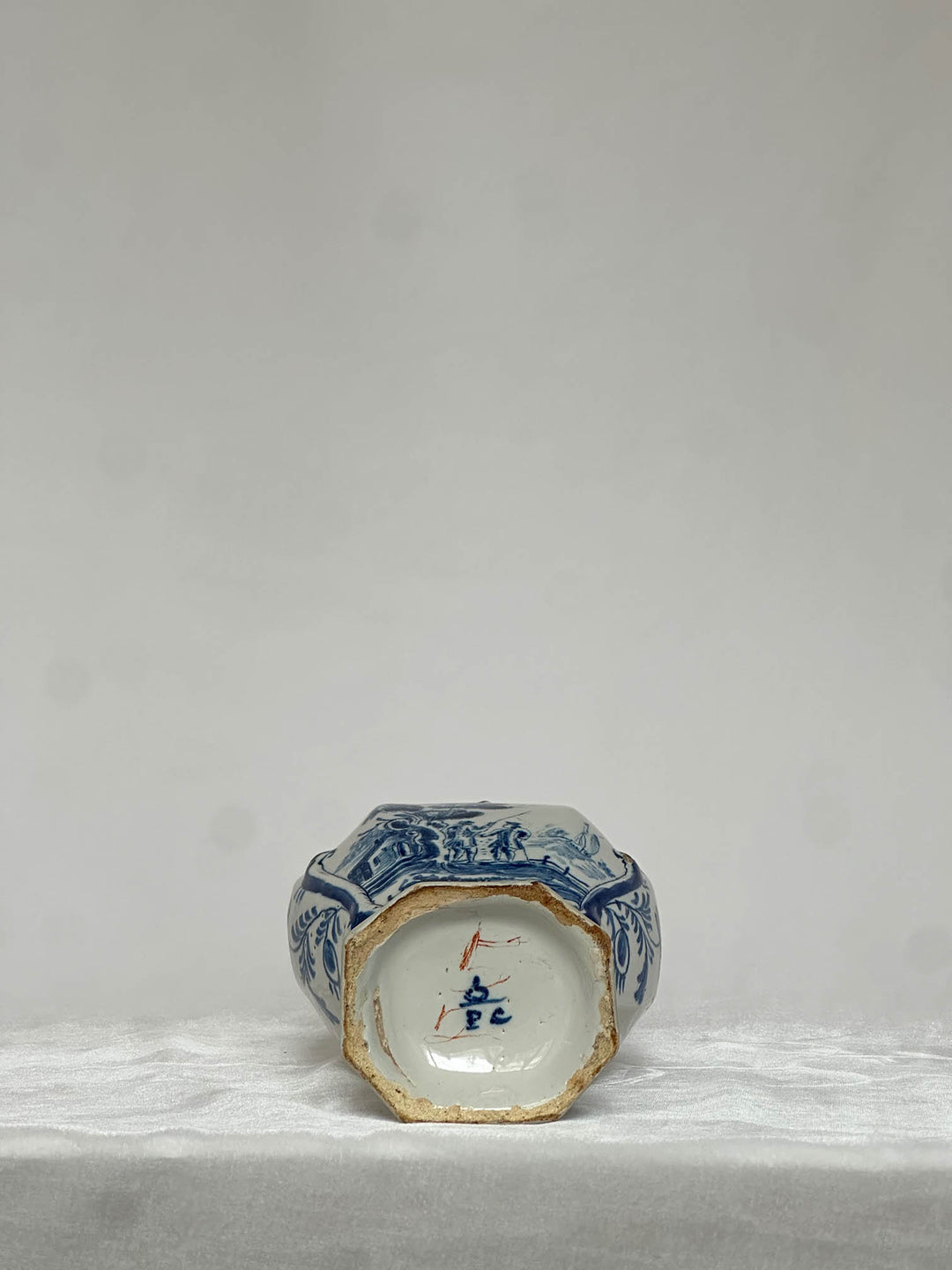 Delftware Vase with Two Figures