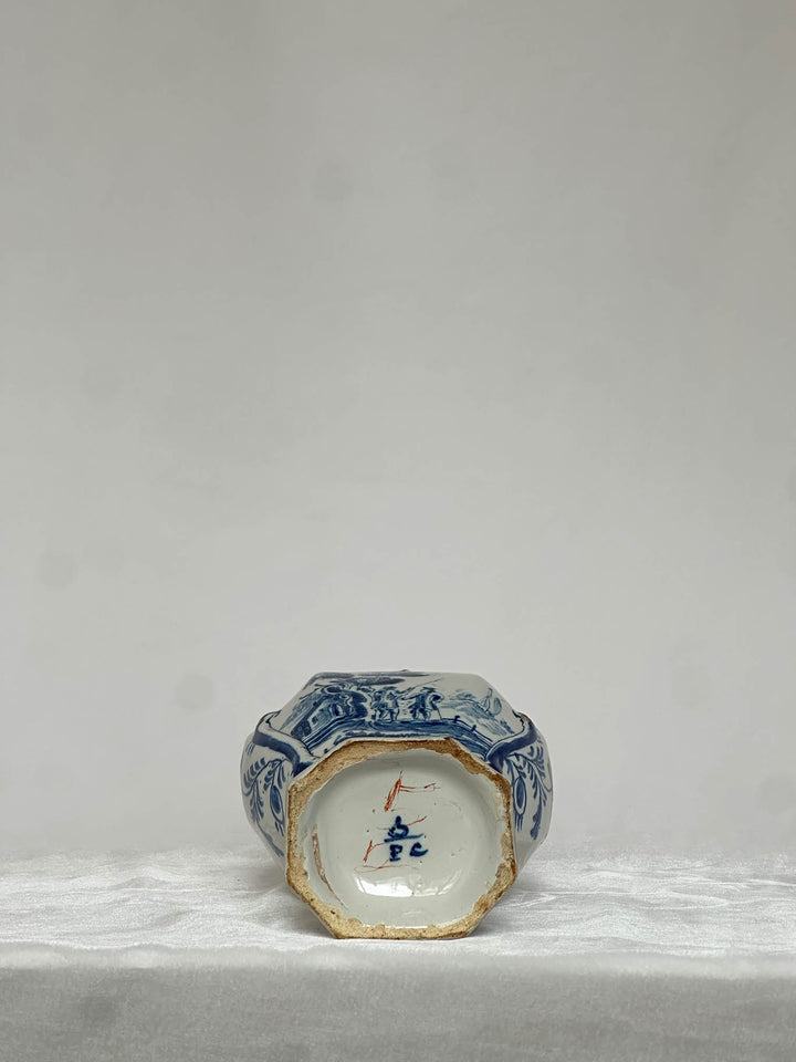 Delftware Vase with Two Figures