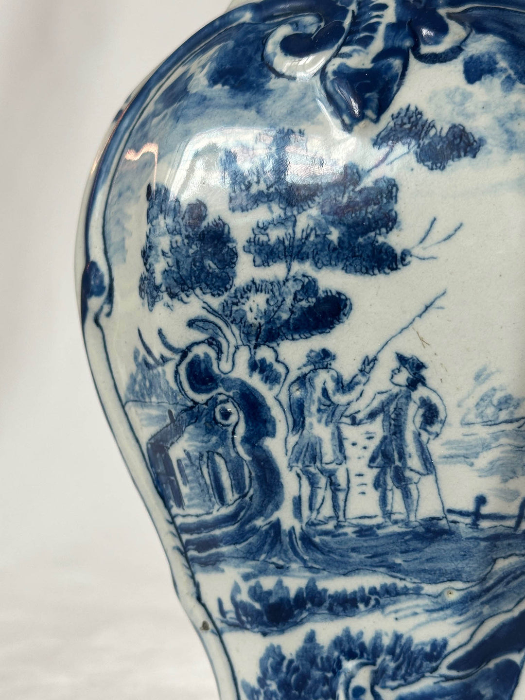 Delftware Vase with Two Figures