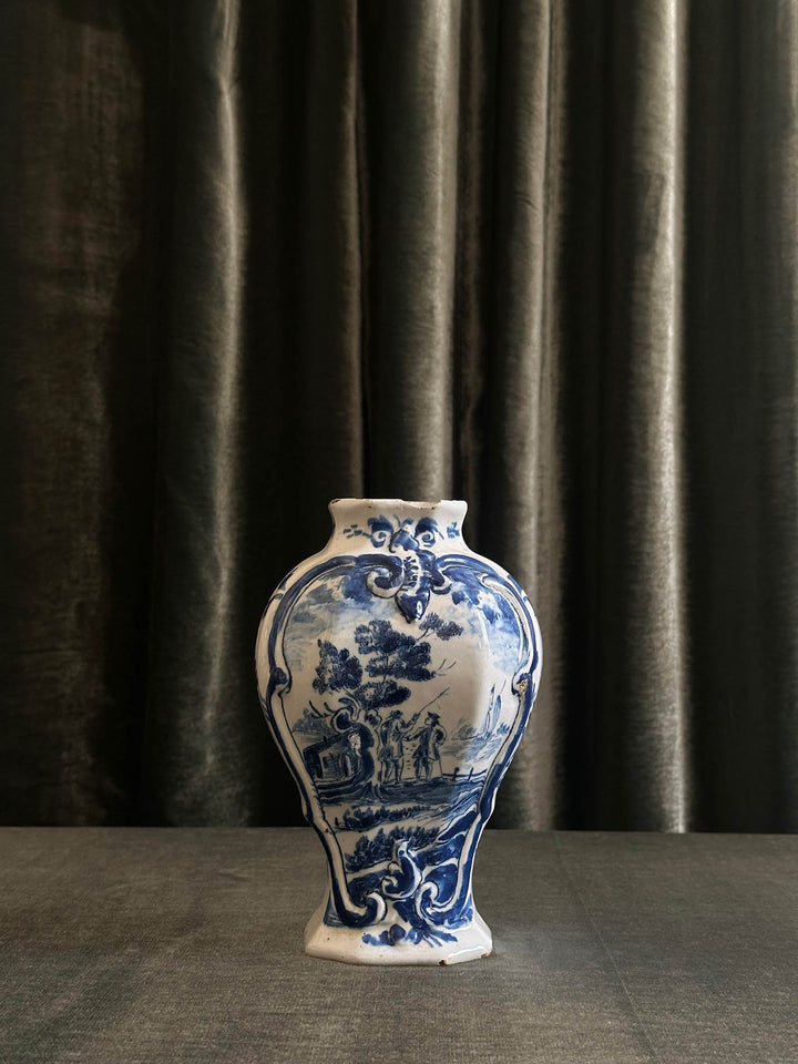 Delftware Vase with Two Figures