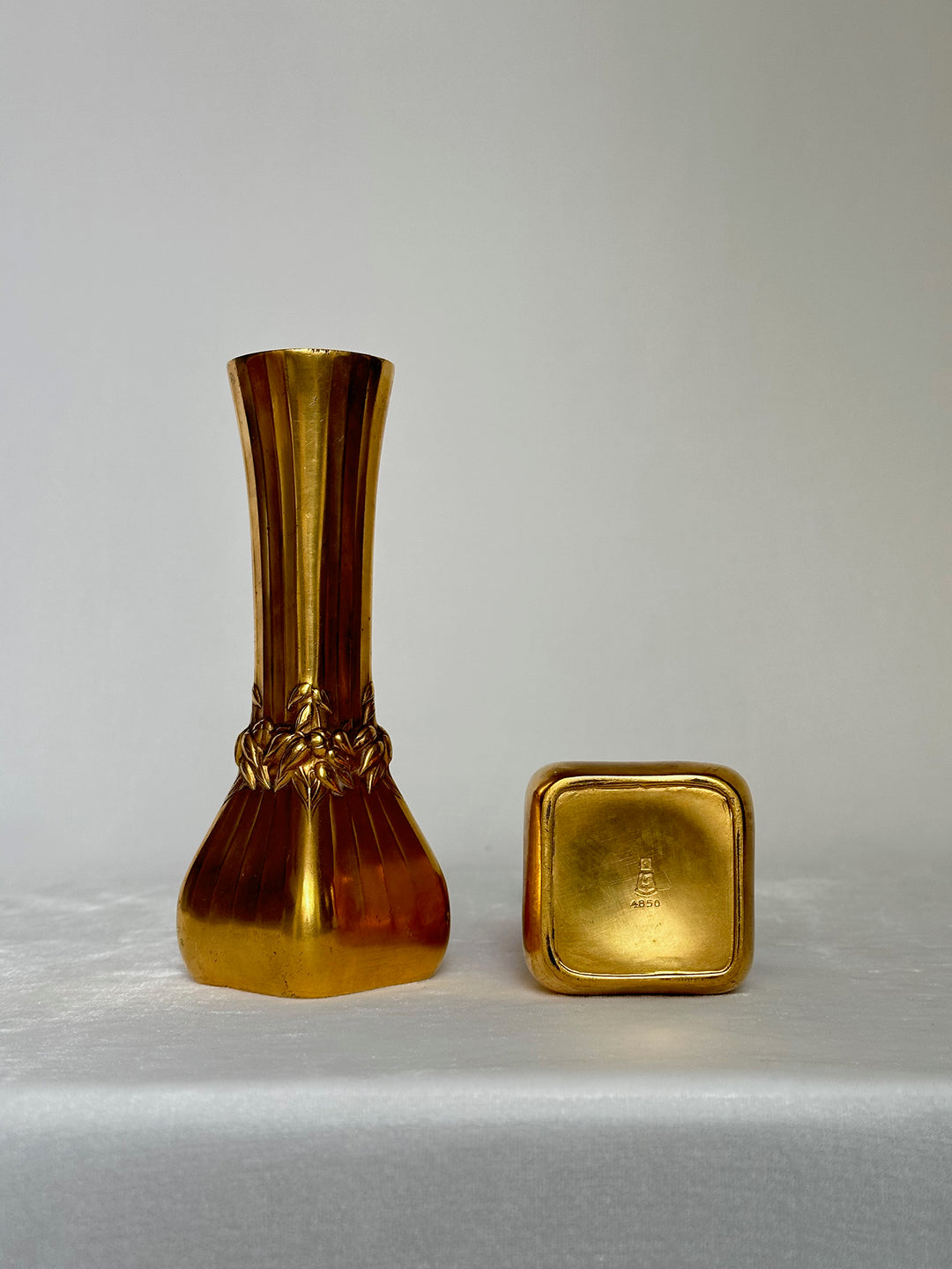 Pair of Fluted Gilt Art Nouveau Vases