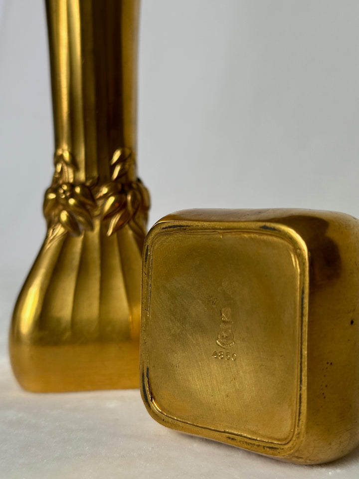 Pair of Fluted Gilt Art Nouveau Vases