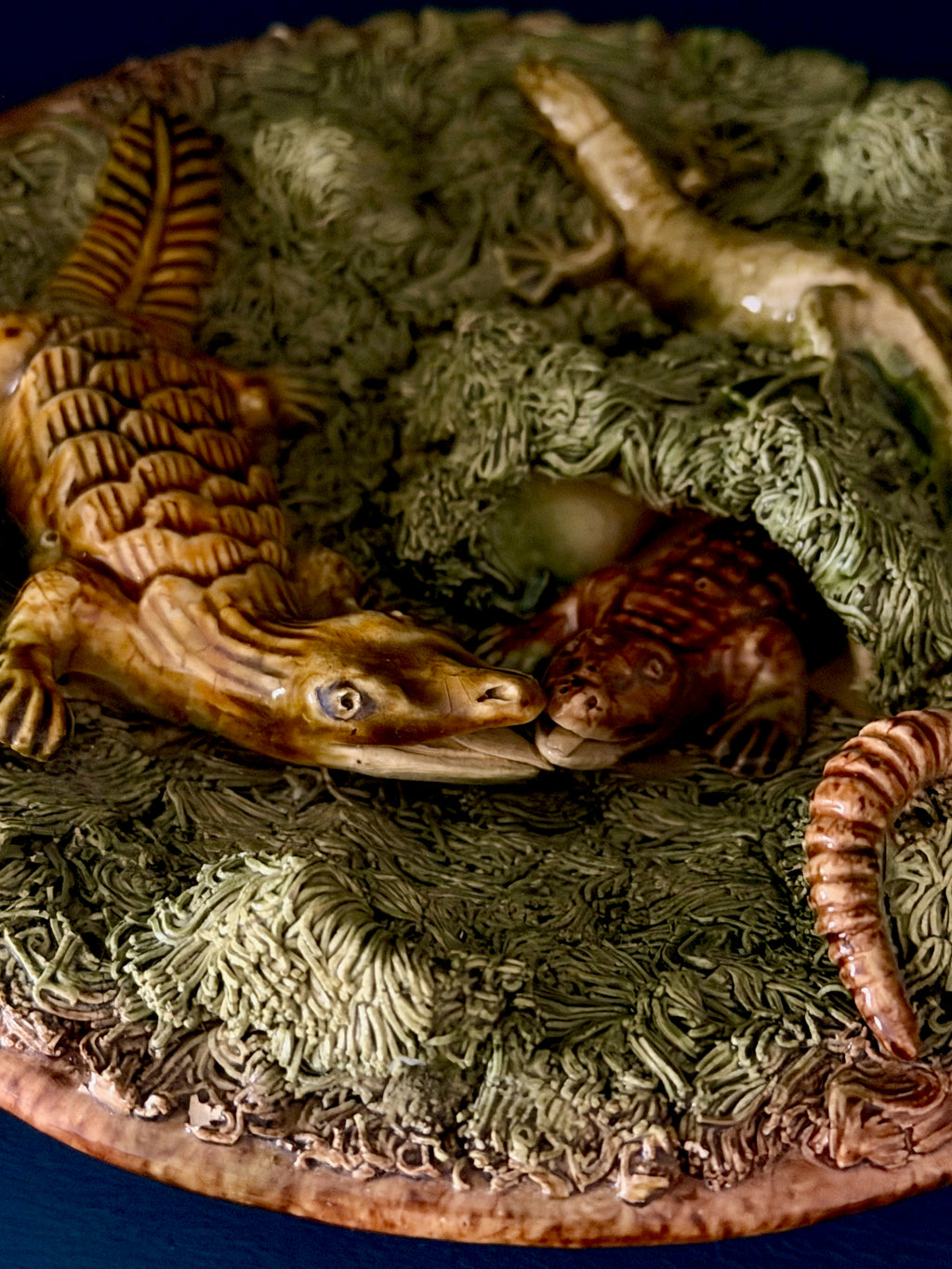 Alligator and Lizard Palissy Majolica Plate