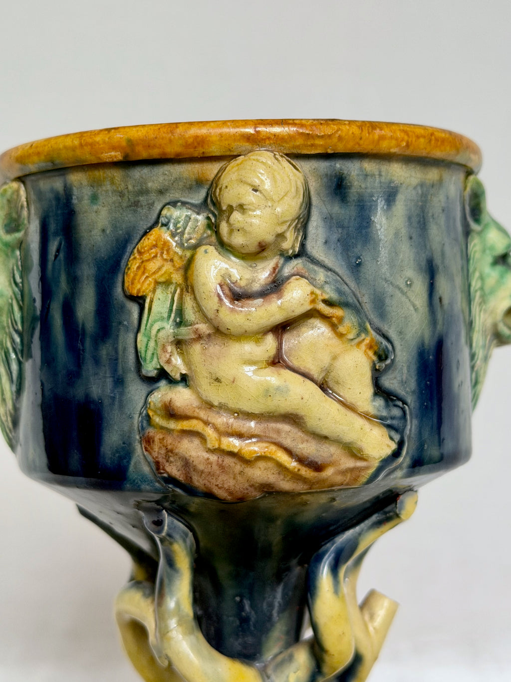 Beast and Cherub Palissy Majolica Chalice