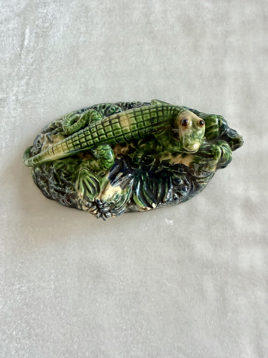 Crocodile Palissy Majolica Figurine