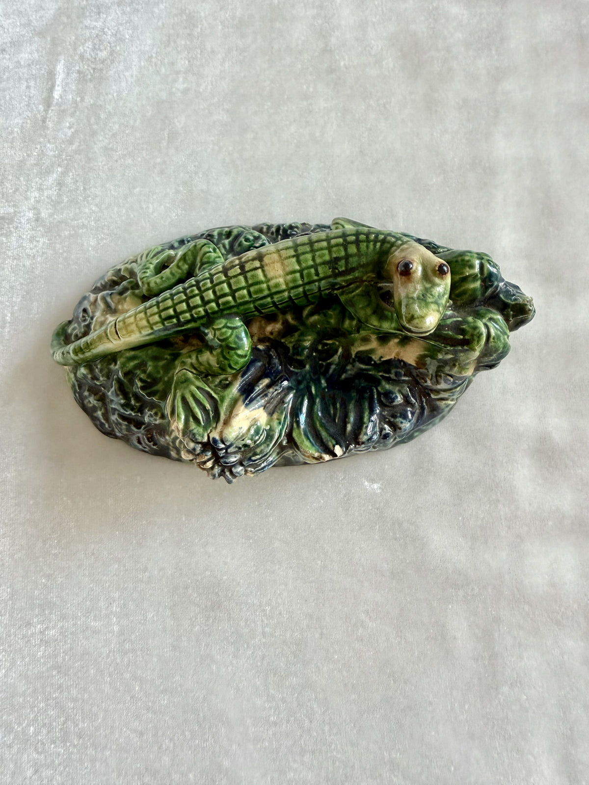 Crocodile Palissy Majolica Figurine