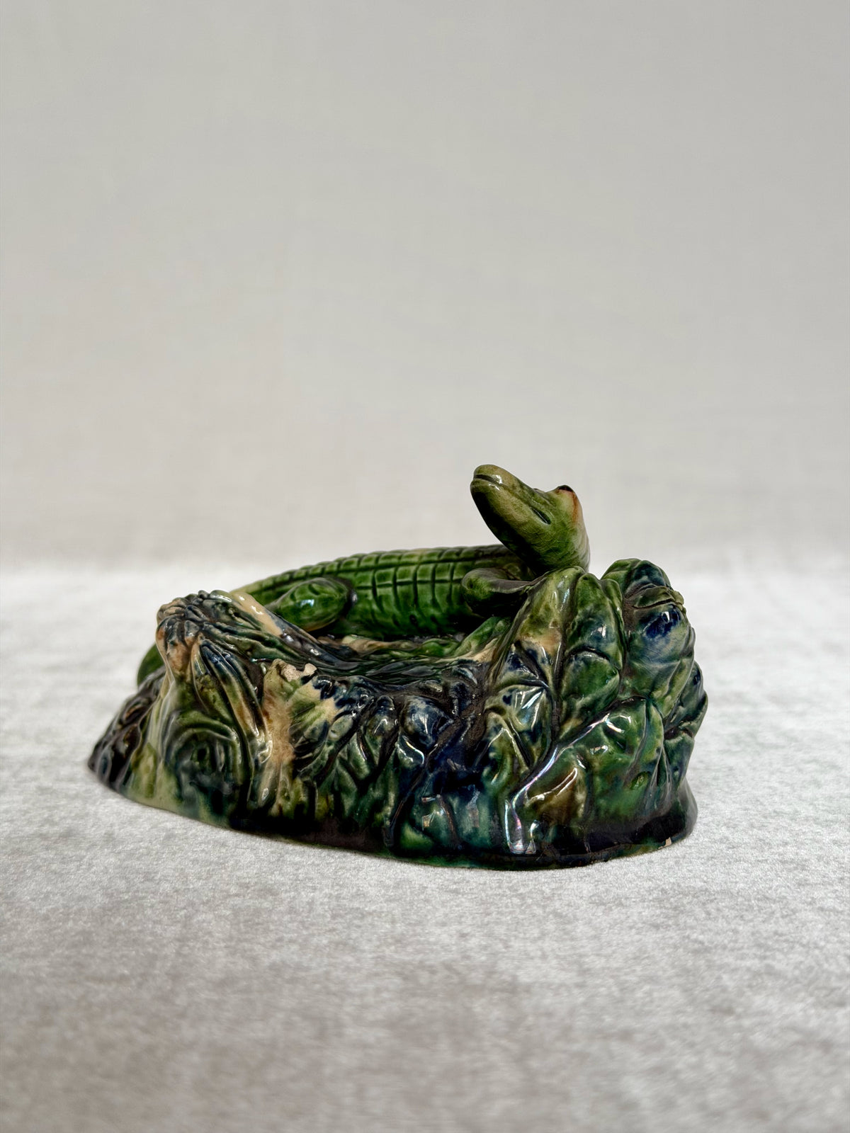 Crocodile Palissy Majolica Figurine