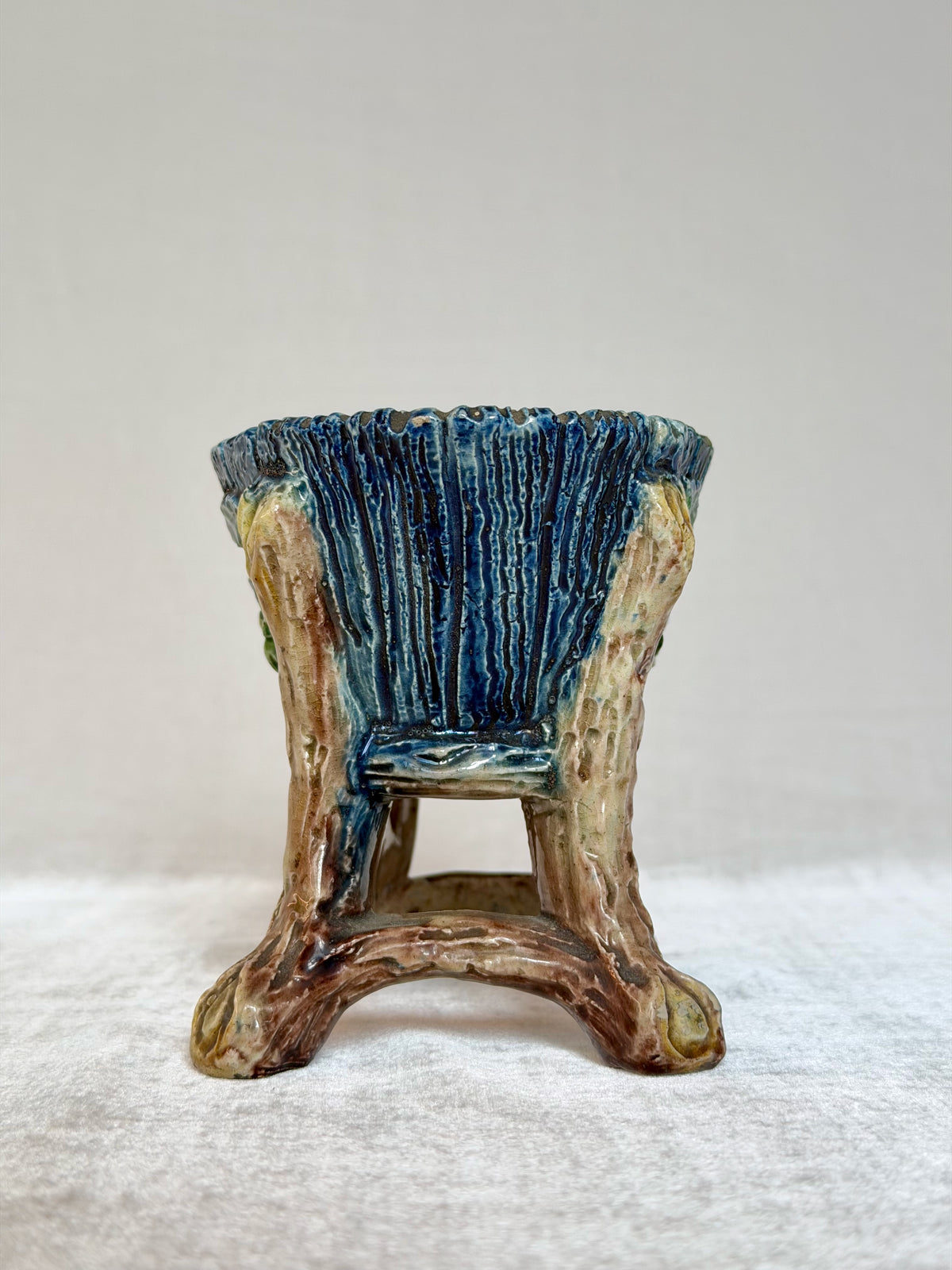 Faux Bois Basket Palissy Majolica Planter